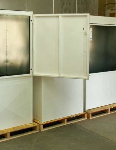 white powder coated siding dumbwaiter (left)
