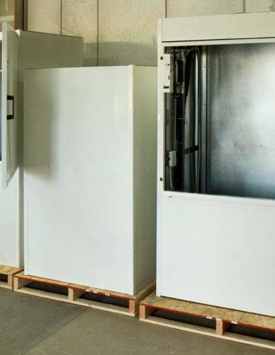 white dumbwaiter powder coated siding (right)